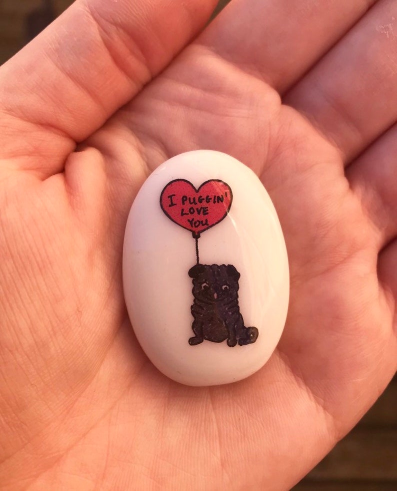 Pug, Heart, Personalised, Friendship, Good Luck, Keepsake, Stone, Gift, Present, Valentine, Best Friend, Lucky Charm, Balloon, Love You image 7