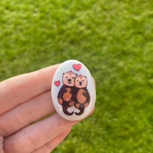 Otters in love, Otter, Otterly, Love, Good Luck, Keepsake, Stone, Gift, Present, Momento, Anniversary, Lucky Charm, Boyfriend, Marriage