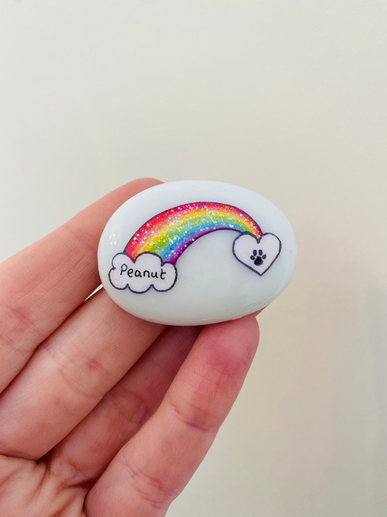 Rainbow Bridge, Pet Loss, Memorial, Rainbow, Dog, Cat, Memory, Keepsake, Stone, Gift, Present, Momento, Best Friends, Gift, Sparkly, Pebble image 1