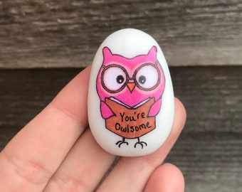 Owl, Owlsome, Book, Personalised, Friendship, Good Luck, Keepsake, Stone, Gift, Present, Momento, Best Friend, Lucky, Balloon, Love You