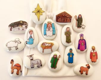 Nativity, Christmas, Story Stones, Storytelling Set, Story Sack