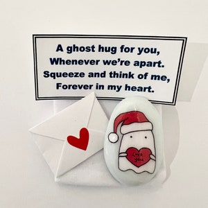 Christmas Ghost hug, Ghost, Miss you, Personalised, Good Luck, Keepsake, Small Gift, Valentine, Best Friend, Lucky Charm, Love You,