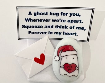 Christmas Ghost hug, Ghost, Miss you, Personalised, Good Luck, Keepsake, Small Gift, Valentine, Best Friend, Lucky Charm, Love You,