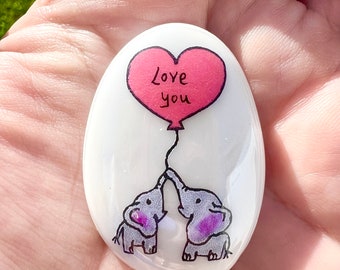 Twin, Elephant, Heart, Personalised, Friendship, Good Luck, Keepsake, Stone, Gift, Present, Mother’s Day, Best Friend, Lucky Charm, Love You