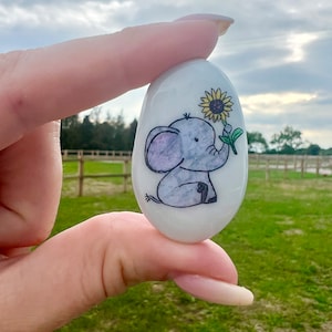 Elephant, Sunflower, Never Forget, Friend, Birthday, Baby, Keepsake, Stone, Gift, Present, Momento, Lucky Charm, Ivory, Mothers Day