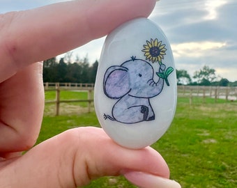 Elephant, Sunflower, Never Forget, Friend, Birthday, Baby, Keepsake, Stone, Gift, Present, Momento, Lucky Charm, Ivory, Mothers Day