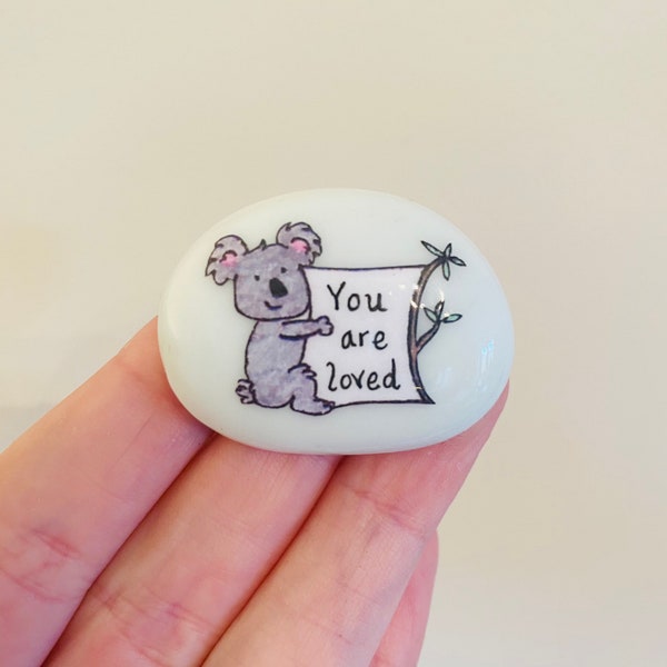 Koala, Koala Bear, Personalised, Positive Affirmations, Keepsake, Stone, Gift, Present, Momento, Best Friends, Hearts, Lucky Charm, Pebble