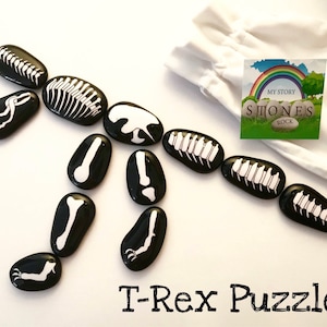 Dinosaur, T-rex, Tyrannosaurus Rex, Puzzle, Stones, Story Stones, Jigsaw, Traditional, Story Sack, Game, Kids, Dino, Girls, Skeleton, Boys