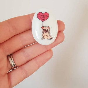 Pug, Heart, Personalised, Friendship, Good Luck, Keepsake, Stone, Gift, Present, Valentine, Best Friend, Lucky Charm, Balloon, Love You image 2