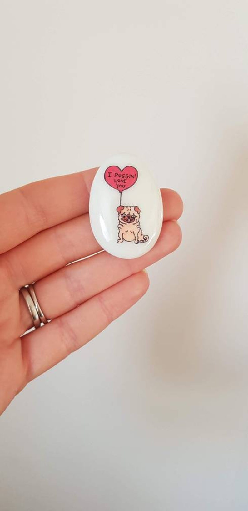 Pug, Heart, Personalised, Friendship, Good Luck, Keepsake, Stone, Gift, Present, Valentine, Best Friend, Lucky Charm, Balloon, Love You image 2