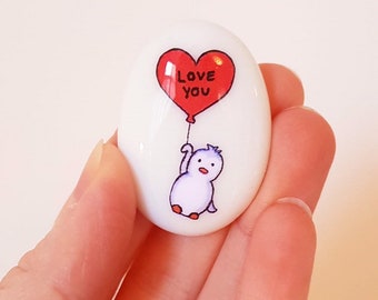 Penguin, Heart, Personalised, Friendship, Good Luck, Keepsake, thinking, Gift, Present, Valentine, Best Friend, Marriage, Balloon, Love You