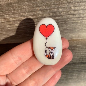 Fox, Heart, Personalised, Friendship, Good Luck, Keepsake, Stone, Gift, Present, Valentine, Best Friend, Lucky Charm, Love You, Rainbow