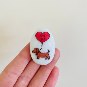 Dachsund, Sausage Dog, Heart, Personalised, Friendship, Good Luck, Keepsake, Stone, Gift, Present, Valentine, Best Friend, Balloon, Love You