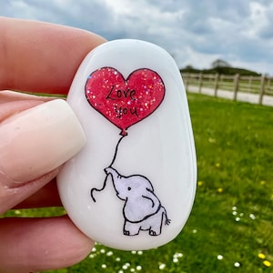 Elephant, Heart, Personalised, Friendship, Good Luck, Keepsake, Stone, Gift, Present, Valentine, Best Friend, Lucky Charm, Love You, Baby image 2