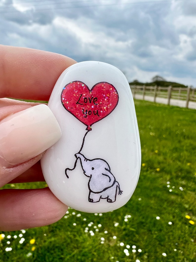 Elephant, Heart, Personalised, Friendship, Good Luck, Keepsake, Stone, Gift, Present, Valentine, Best Friend, Lucky Charm, Love You, Baby image 2