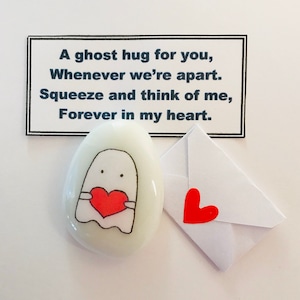 Ghost hug, Ghost, Miss you, Personalised, Good Luck, Keepsake, Small Gift, Present, Valentine, Best Friend, Lucky Charm, Love You,