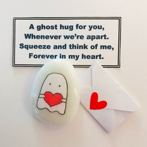 Ghost hug, Ghost, Miss you, Personalised, Good Luck, Keepsake, Small Gift, Present, Valentine, Best Friend, Lucky Charm, Love You,