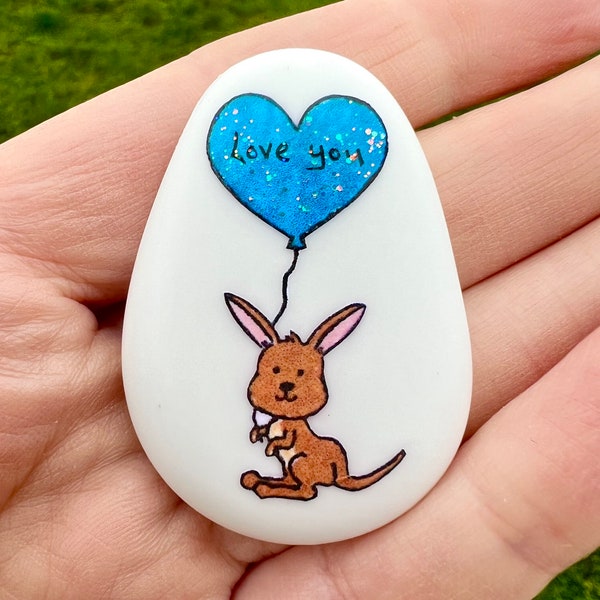 Kangaroo, Heart, Personalised, Friendship, Good Luck, Keepsake, Stone, Gift, Present, Valentine, Best Friend, Lucky Charm, Love You, Baby