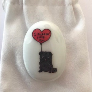 Pug, Heart, Personalised, Friendship, Good Luck, Keepsake, Stone, Gift, Present, Valentine, Best Friend, Lucky Charm, Balloon, Love You image 5