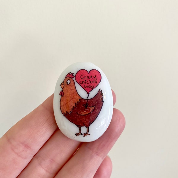 Chicken, Crazy Chicken, Heart, Personalised, Friendship, Good Luck, Keepsake, Stone, Gift, Present, Momento, Best Friend, Balloon, Love You