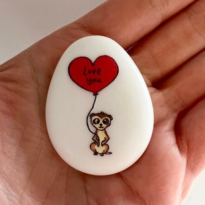 Meerkat, Heart, Personalised, Friendship, Good Luck, Keepsake, Stone, Gift, Present, Valentine, Best Friend, Lucky Charm, Love You, Baby