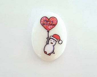 Christmas, Penguin, Heart, Personalised, Friendship, Lucky, Keepsake, Stone, Gift, Present, Miss You, Best Friend, Happy Birthday, Love You