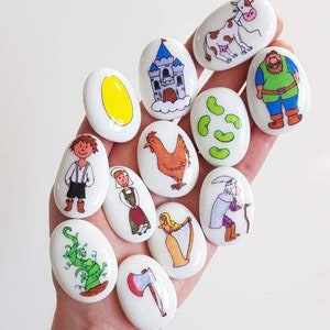 Jack and the Beanstalk, Story Stones, Storytelling Set, Fairytale, Traditional, Tale, Book, Story Sack, Giant, Castle, Beanstalk, Jack