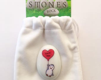 Penguin, Heart, Personalised, Friendship, Lucky, Keepsake, Stone, Gift, Present, Valentines, Best Friend, Happy Birthday, Miss You, Love You