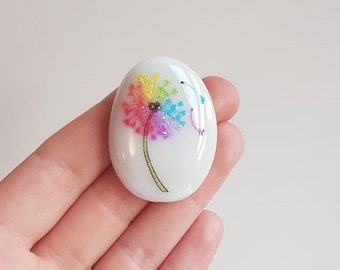 Rainbow Heart Dandelion, Friendship, Good Luck, Keepsake, Stone, Gift, Present, Momento, Best Friend, Lucky Charm, Rainbow, Dandelion, Wish