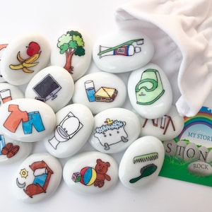 Routine, Daily, Story Stones, Storytelling Set, Early Years, Sensory, Stones, Pebbles, Nursery, Flashcards, Autism, Daily Routine, Bedtime