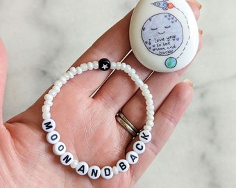Pierre et bracelet T'aime sur la lune et le dos, anniversaire, Saint-Valentin, femme, mari, souvenir, cadeau, bracelet personnalisé