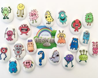 Emotion, Monsters, Emotions, Feelings, Stones, Emotional, Literacy, Story Stones, Set, Sack, Storytelling, SEN, regulation tool, ASD, ADHD