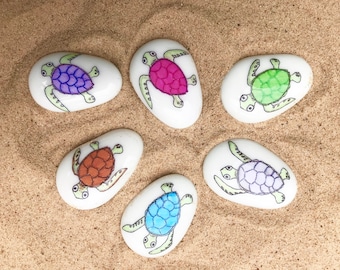 Turtle, Tortoise,Personalised, Rainbow, Heart, Keepsake, Stone, Gift, Present, Momento, Best Friends, Loved One, Hearts, Lucky Charm, Pebble