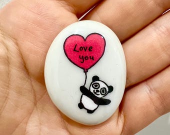 Panda, Heart, Personalised, Friendship, Good Luck, Keepsake, Stone, Gift, Present, Momento, Best Friend, Marry Me, Balloon, Love You, m