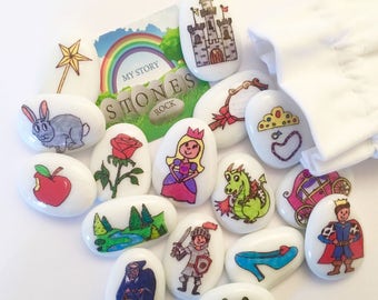 Fairytale, Fairy Tale, Princess, Story Stones, Storytelling Set, Prince, Dragon, Castle, Early Years, Sensory, Stones, Pebbles, Zog