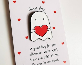 Ghost Hug Pin Badge, Ghost Hug, Miss you, Pin, Badge, Brooch, Good Luck, Keepsake, Small Gift, Present, Best Friend, Lucky Charm
