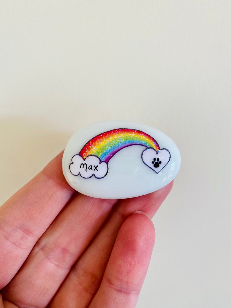 Rainbow Bridge, Pet Loss, Memorial, Rainbow, Dog, Cat, Memory, Keepsake, Stone, Gift, Present, Momento, Best Friends, Gift, Sparkly, Pebble image 4