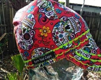 Day of the Dead Roses Skulls Bandana Head Band Scarf Chemo Biker dog feeanddave