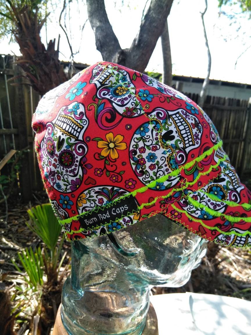 Red Sugar Skull Welding Cap | Etsy