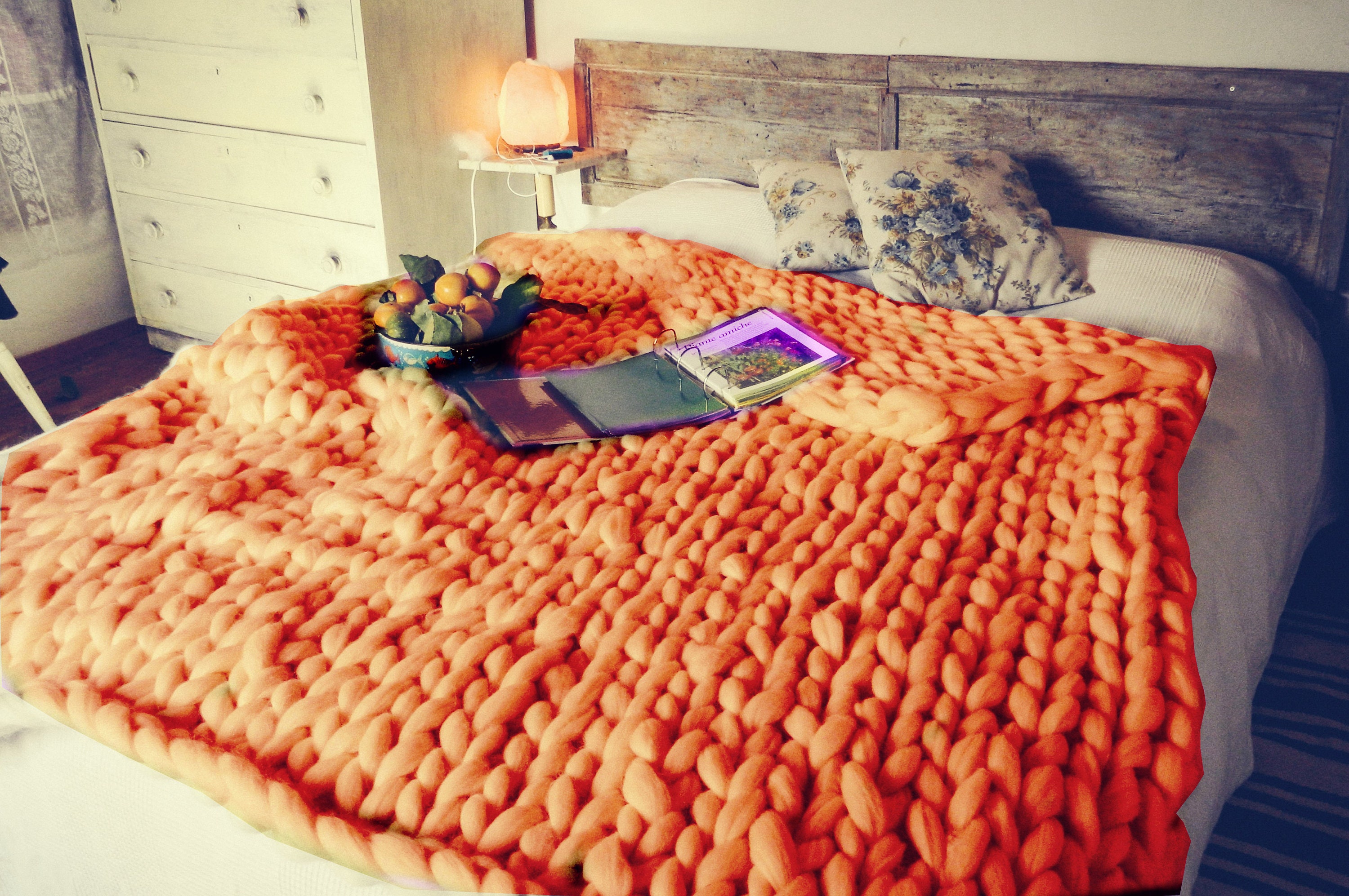 Extra Large Chunky Knit Blanket. Merino Wool Blanket. Oversize Etsy