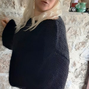 Mohair Jumper. Handknitted Fluffy Sweater. Soft M-L sized Top. Super Trendy Four Seasons Light Pullover. Gift for Her. Gift for Women image 2