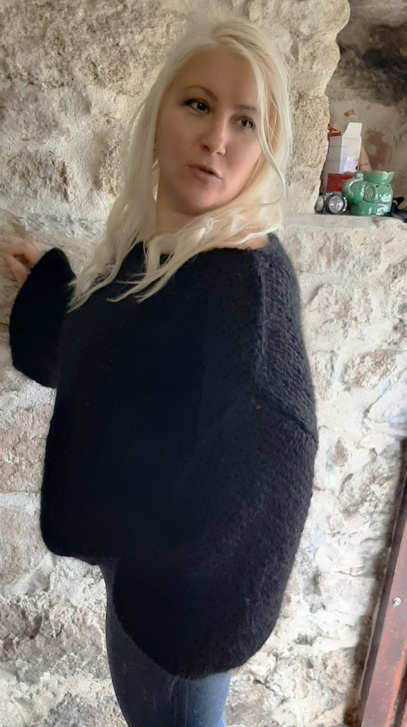 Mohair Jumper. Handknitted Fluffy Sweater. Soft M-L sized Top. Super Trendy Four Seasons Light Pullover. Gift for Her. Gift for Women image 2