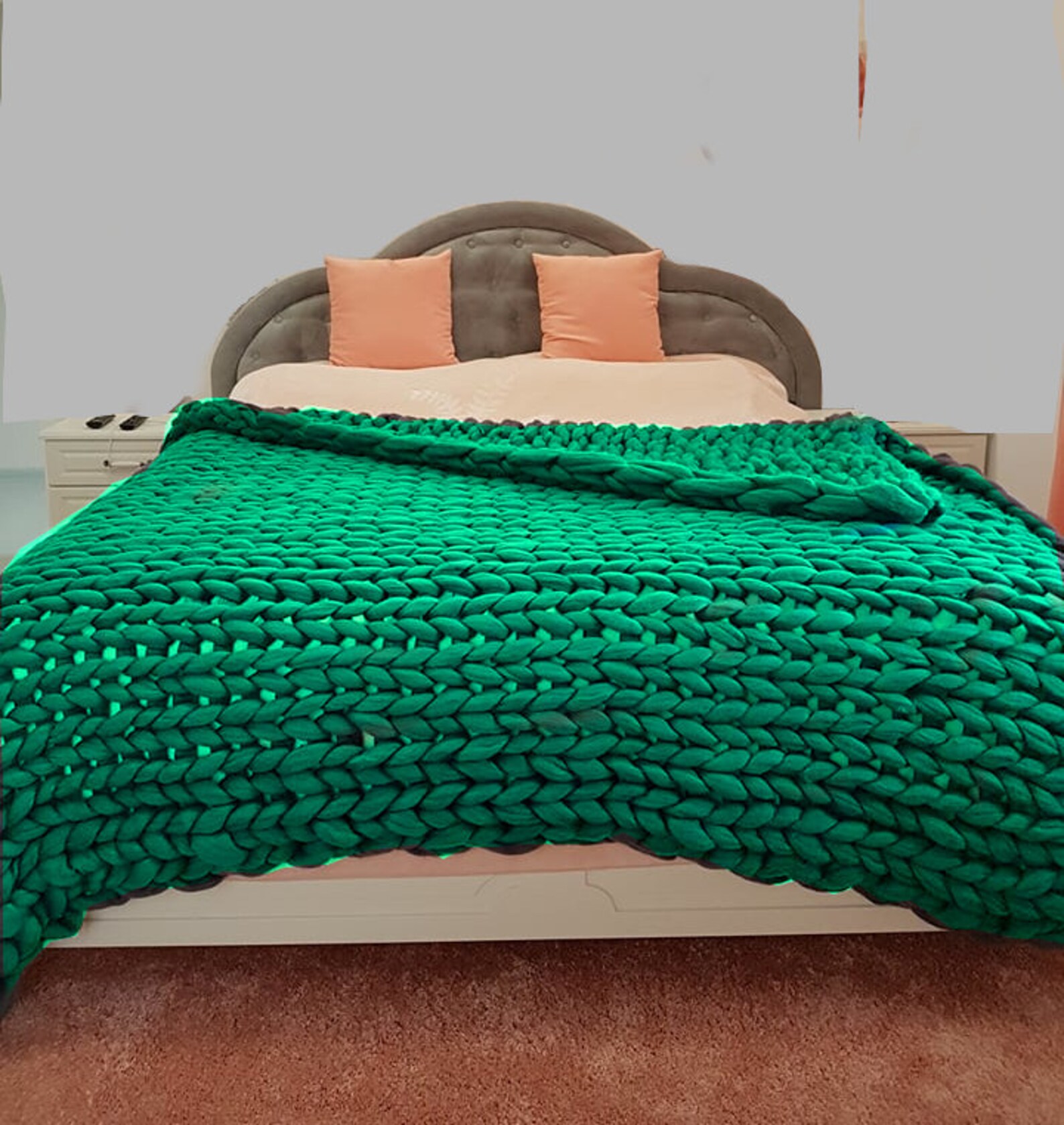 Extra Large Chunky Knit Blanket. Merino Wool Blanket. Oversize Etsy