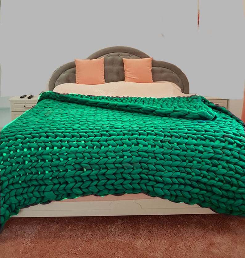 Extra Large Chunky Knit Blanket. Merino Wool Blanket. Oversize Etsy
