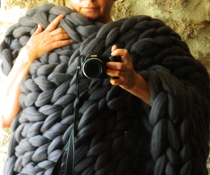 Chunky Knit Blanket. Giant Yarn Blanket. Arm Knitted Tick Etsy