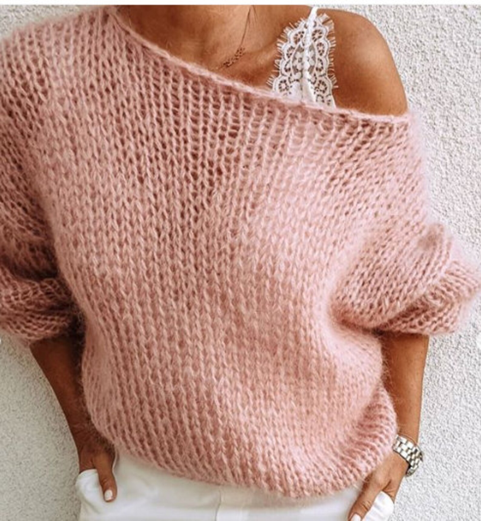 Pink Mohair Jumper. Handknit Sweater. Handmade Top. Super Etsy