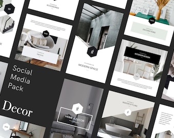 Plantillas de decoración del hogar para redes sociales: publicaciones de diseño de interiores de Canva