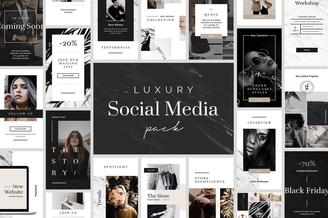 Luxury Social Media Templates, Gold and Black PSD, Instagram Story and ...