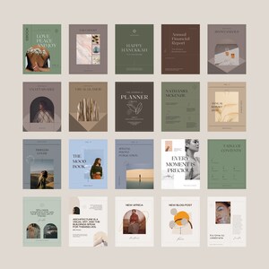 May include: A collection of 18 magazine covers with various designs and color schemes. The covers feature images of people, landscapes, and abstract patterns. Some of the covers include text such as "Love, Peace, and Joy", "Happy Hanukkah", "The Mood Book", and "Every Moment is Precious".