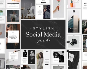 Plantillas para redes sociales: publicaciones de Instagram en Photoshop y moodboard de Blogger (PSD)